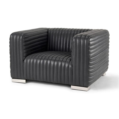 Mercana - Ricciardo Black Leather Upholstered Arm Chair - 70190 view 1