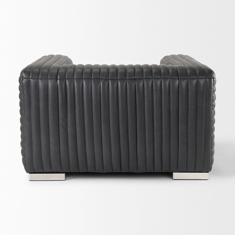 Mercana - Ricciardo Black Leather Upholstered Arm Chair - 70190 view 4