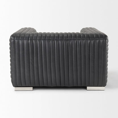 Mercana - Ricciardo Black Leather Upholstered Arm Chair - 70190 view 4