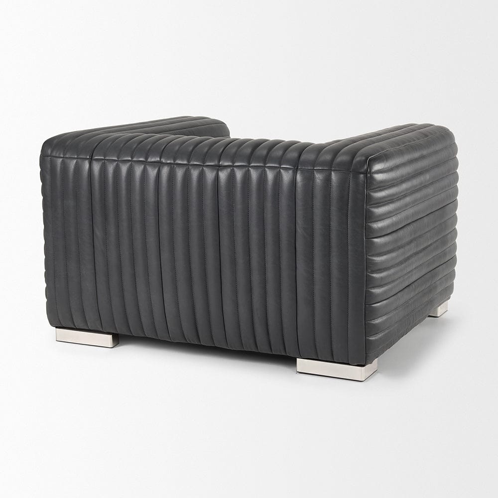 Mercana - Ricciardo Black Leather Upholstered Arm Chair - 70190 view 5