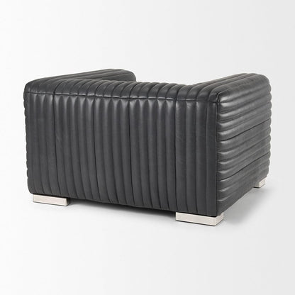 Mercana - Ricciardo Black Leather Upholstered Arm Chair - 70190 view 5