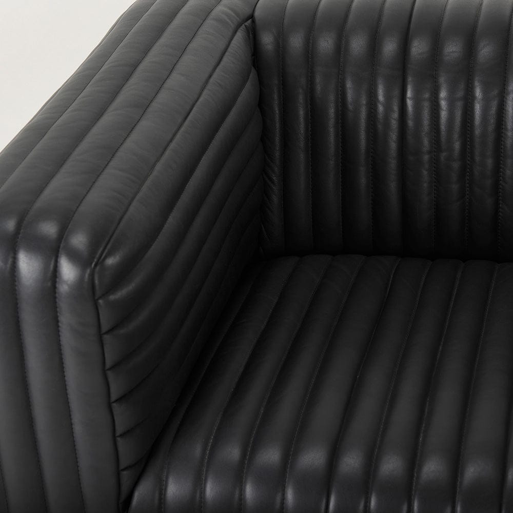 Mercana - Ricciardo Black Leather Upholstered Arm Chair - 70190 view 7