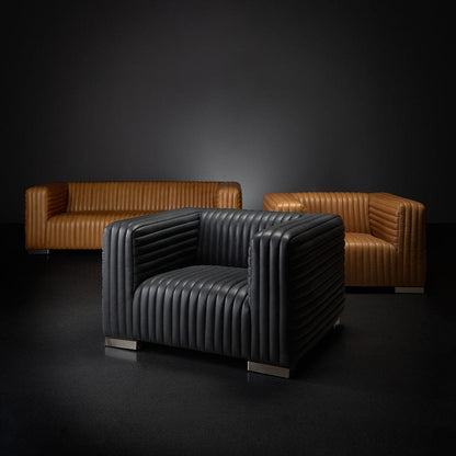 Mercana - Ricciardo Black Leather Upholstered Arm Chair - 70190 view 10