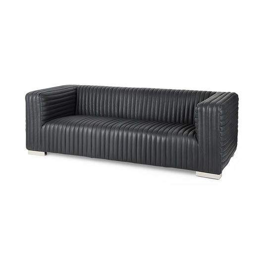 Mercana - Ricciardo Black Leather Wrapped Three Seater Sofa 82.5L x 38.5W x 26.5H - 70794 view 1