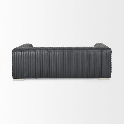 Mercana - Ricciardo Black Leather Wrapped Three Seater Sofa 82.5L x 38.5W x 26.5H - 70794 view 4