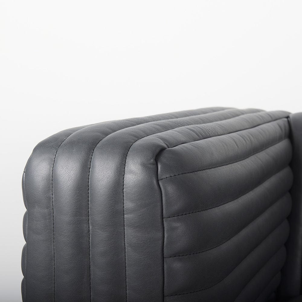Mercana - Ricciardo Black Leather Wrapped Three Seater Sofa 82.5L x 38.5W x 26.5H - 70794 view 5