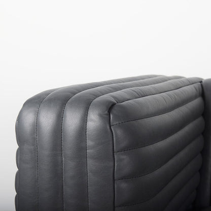 Mercana - Ricciardo Black Leather Wrapped Three Seater Sofa 82.5L x 38.5W x 26.5H - 70794 view 5