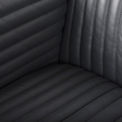 Mercana - Ricciardo Black Leather Wrapped Three Seater Sofa 82.5L x 38.5W x 26.5H - 70794 view 7