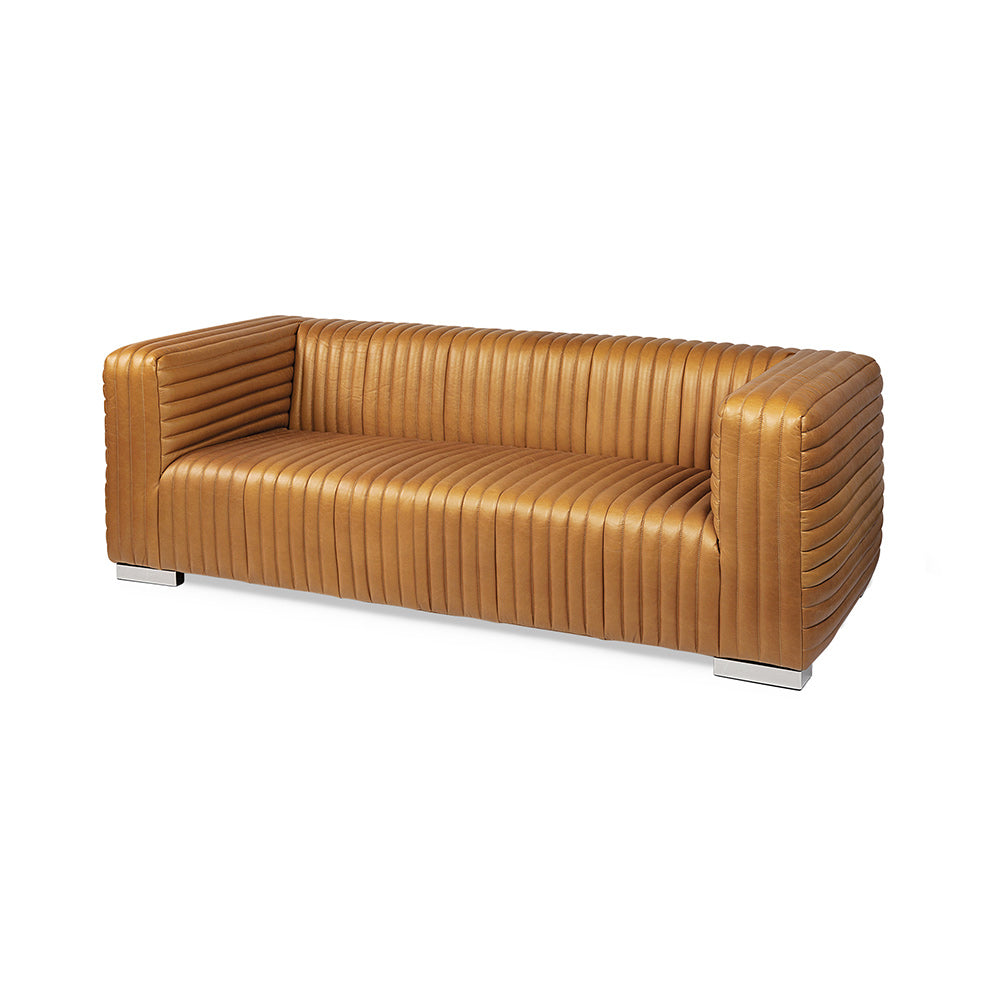 Mercana - Ricciardo Cognac Leather Three Seater Sofa 82.5L x 38.5W x 26.5H - 70793 view 1