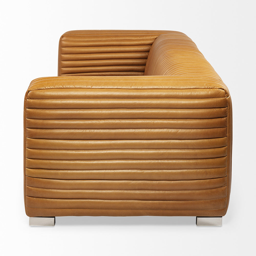 Mercana - Ricciardo Cognac Leather Three Seater Sofa 82.5L x 38.5W x 26.5H - 70793 view 3