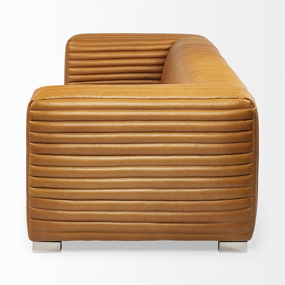 Mercana - Ricciardo Cognac Leather Three Seater Sofa 82.5L x 38.5W x 26.5H - 70793 view 3