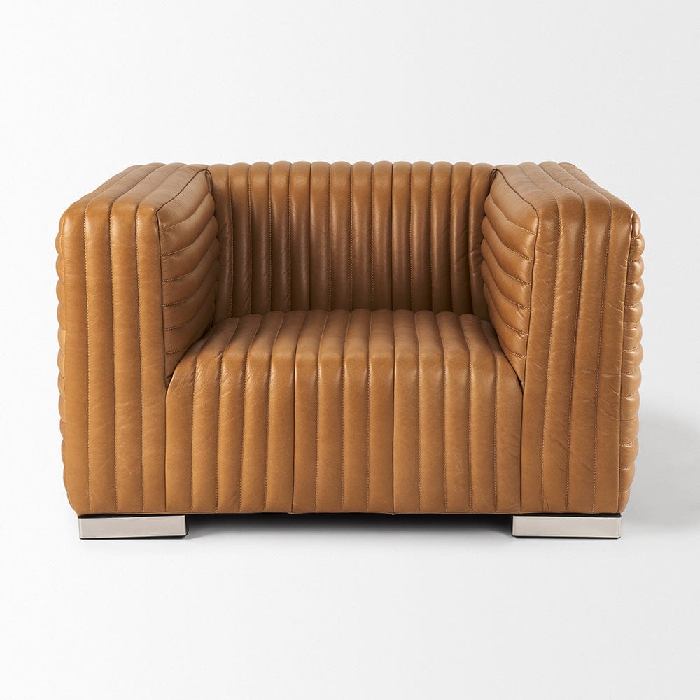 Mercana - Ricciardo Cognac Leather Upholstered Arm Chair - 70189 view 2