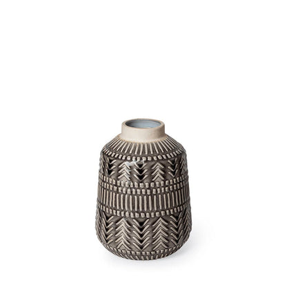 Mercana - Riker I Small Dark Gray Cream Ceramic Vase - 68610_CLOSEOUT view 1