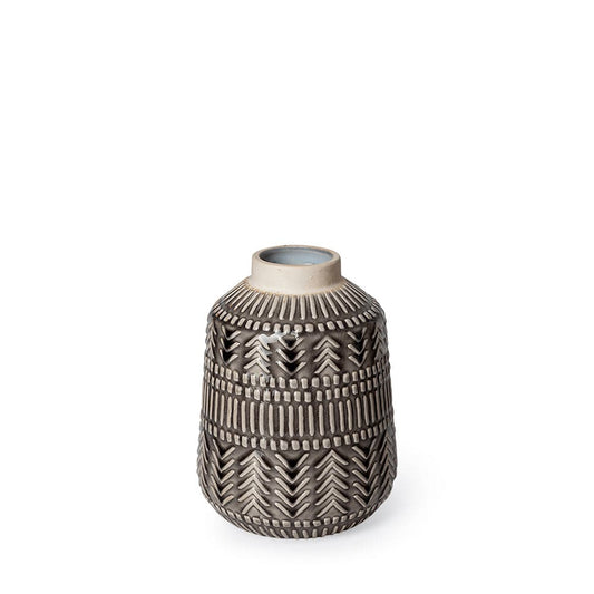 Mercana - Riker I Small Dark Gray Cream Ceramic Vase - 68610_CLOSEOUT view 1