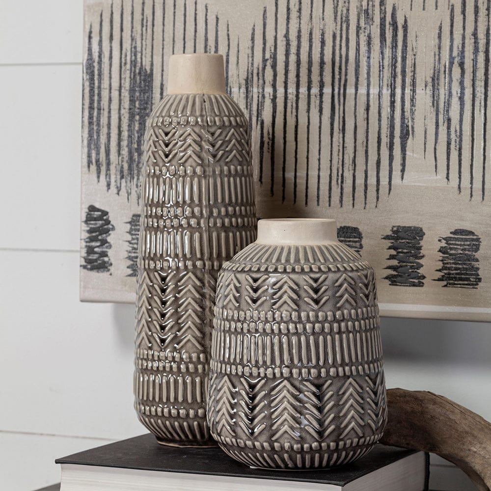 Mercana - Riker I Small Dark Gray Cream Ceramic Vase - 68610_CLOSEOUT view 5