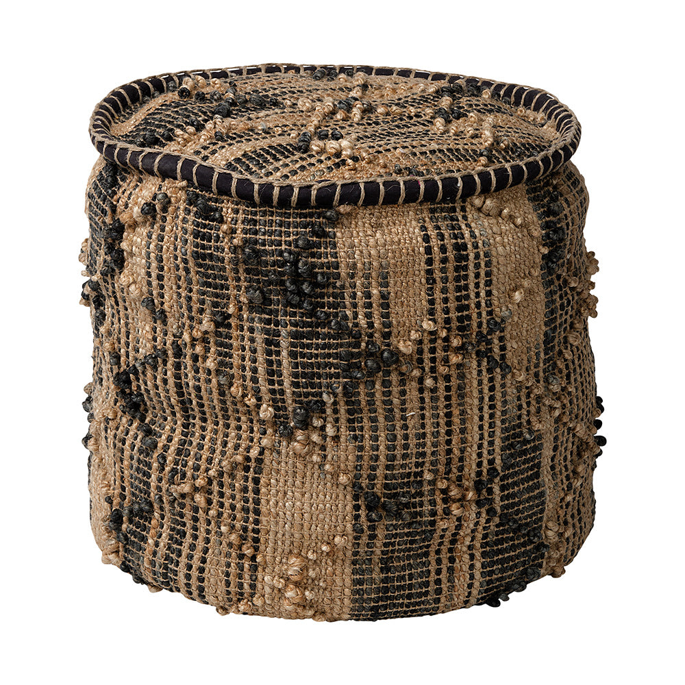 Mercana - Riley Tan Jute Popcorn Stich Cylindrical Pouf - 68467_CLOSEOUT view 1