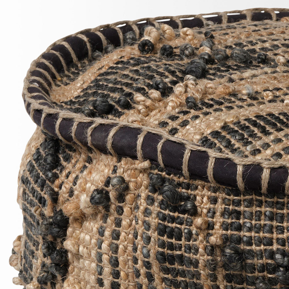 Mercana - Riley Tan Jute Popcorn Stich Cylindrical Pouf - 68467_CLOSEOUT view 4