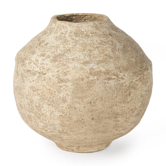 Mercana - Ritu Large Beige Paper Mache Pot Vase - 70215 view 1