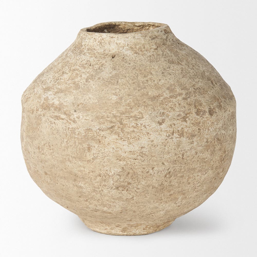 Mercana - Ritu Large Beige Paper Mache Pot Vase - 70215 view 2