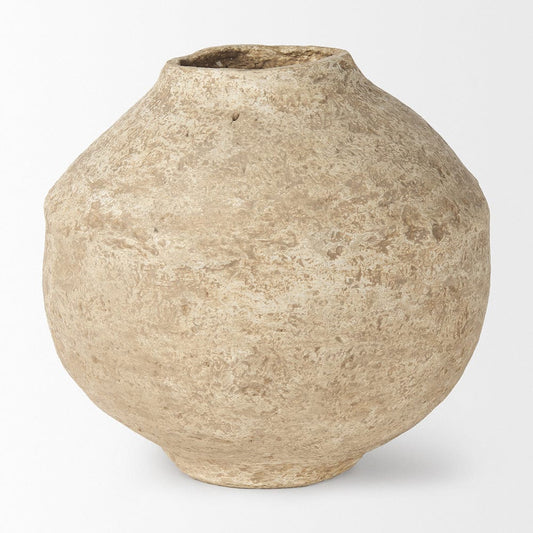 Mercana - Ritu Large Beige Paper Mache Pot Vase - 70215 view 2