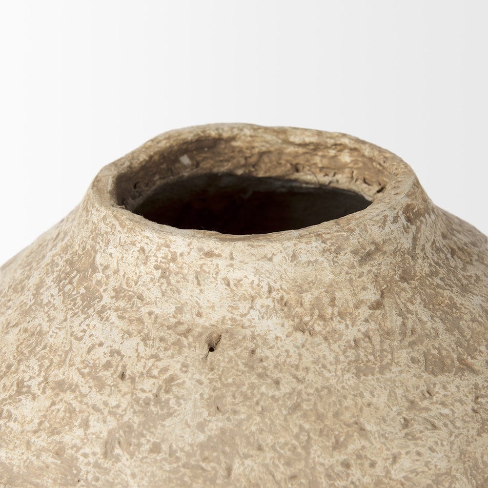 Mercana - Ritu Large Beige Paper Mache Pot Vase - 70215 view 3