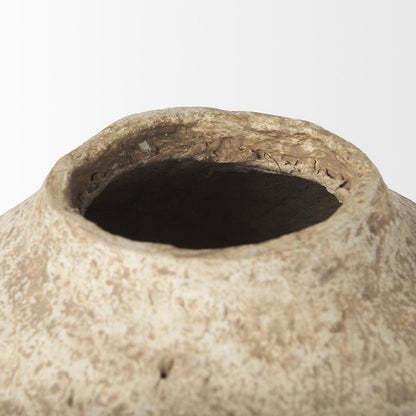 Mercana - Ritu Large Beige Paper Mache Pot Vase - 70215 view 4