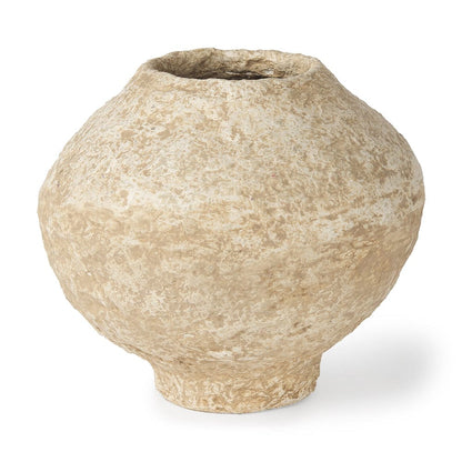 Mercana - Ritu Small Beige Paper Mache Pot Vase - 70214 view 1