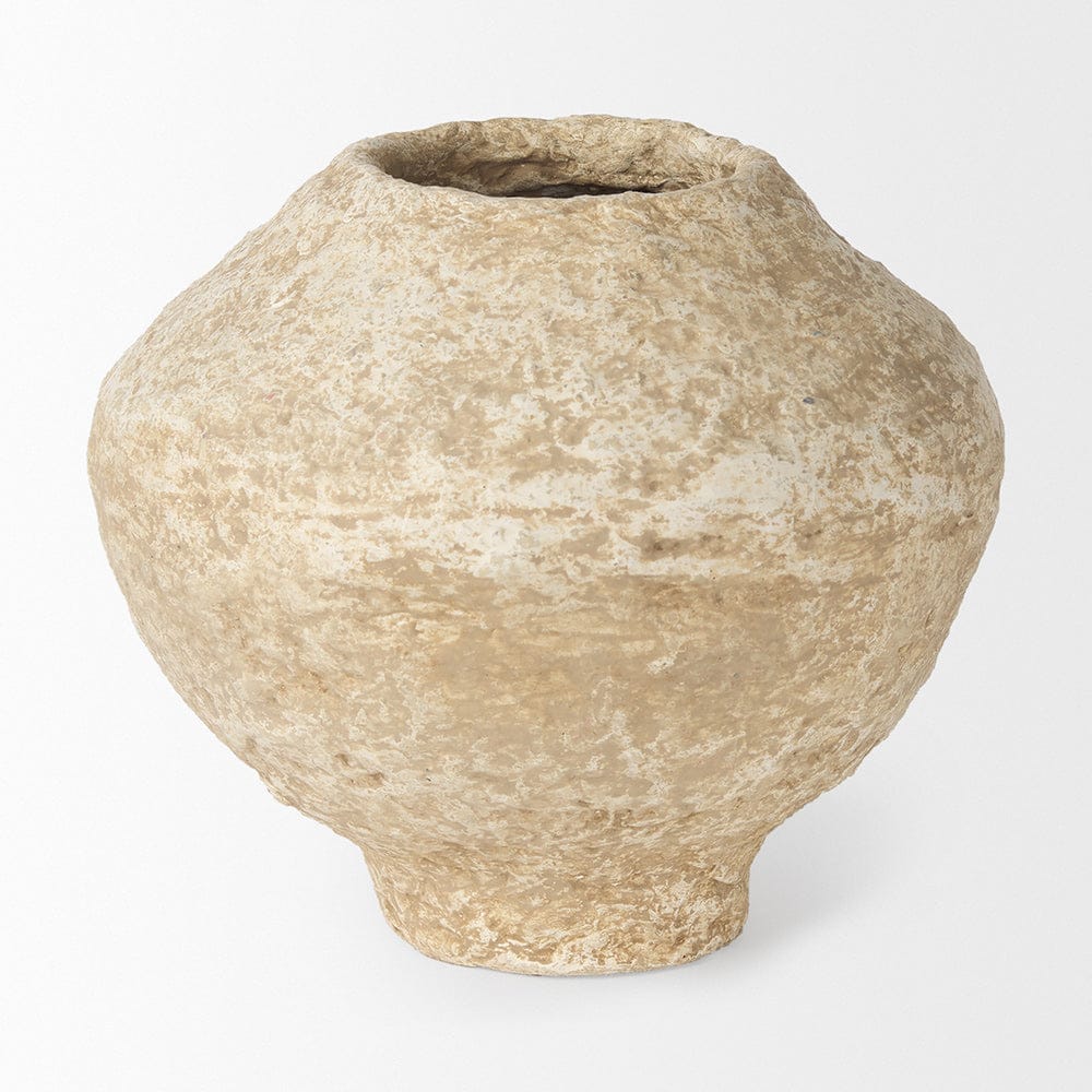 Mercana - Ritu Small Beige Paper Mache Pot Vase - 70214 view 2