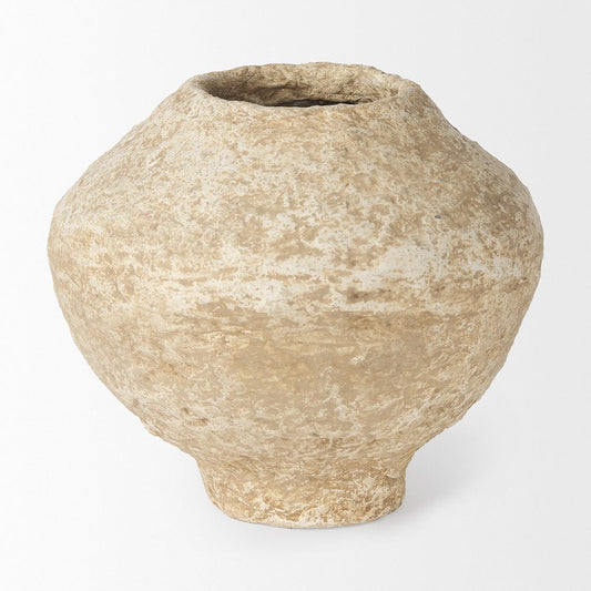 Mercana - Ritu Small Beige Paper Mache Pot Vase - 70214 view 2