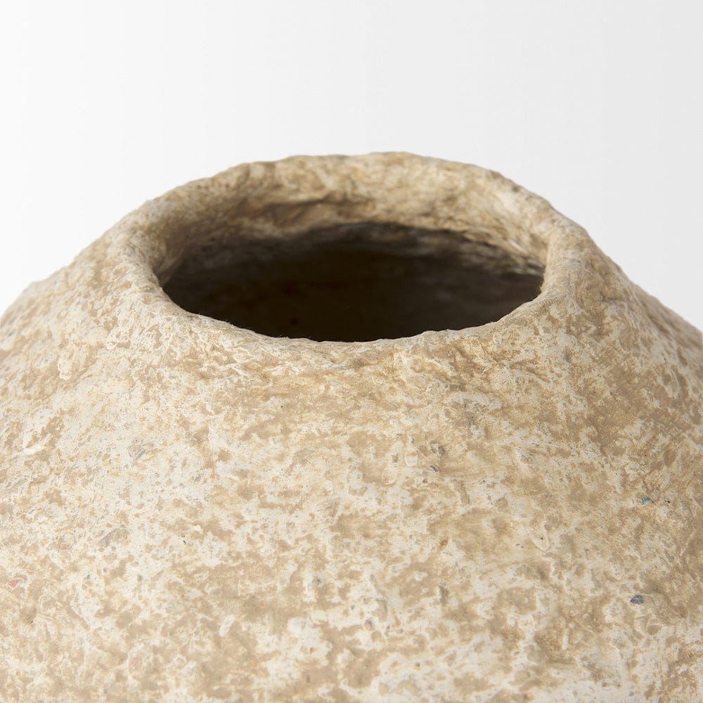 Mercana - Ritu Small Beige Paper Mache Pot Vase - 70214 view 3