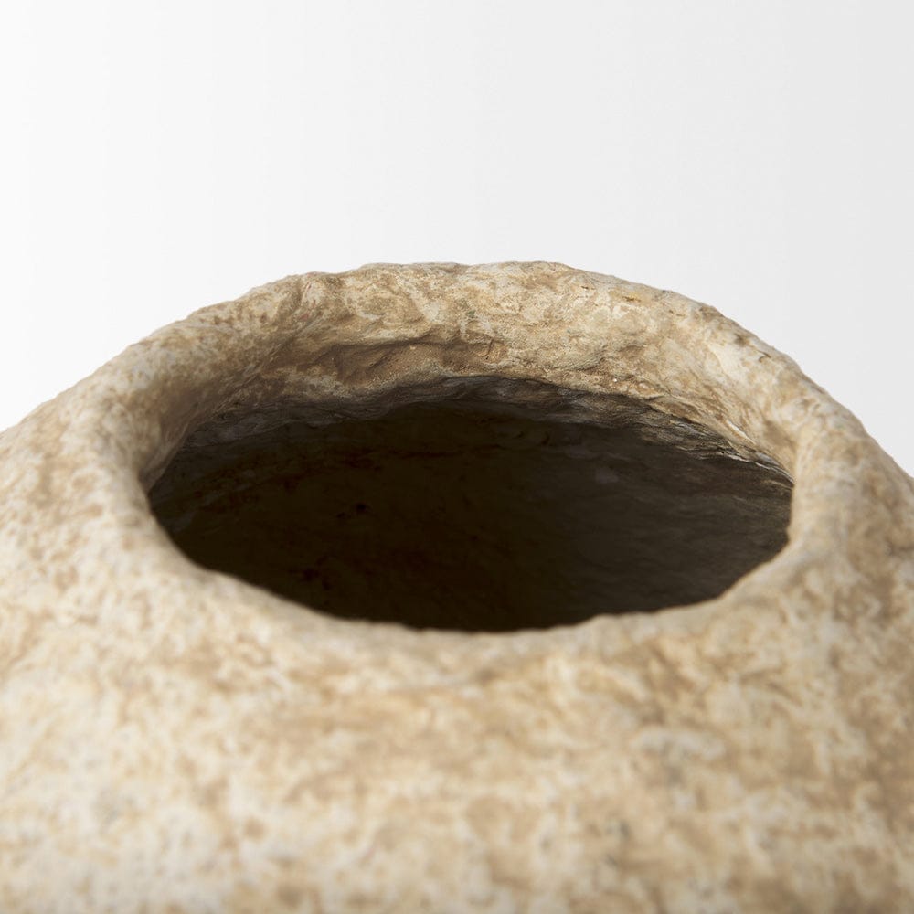 Mercana - Ritu Small Beige Paper Mache Pot Vase - 70214 view 4