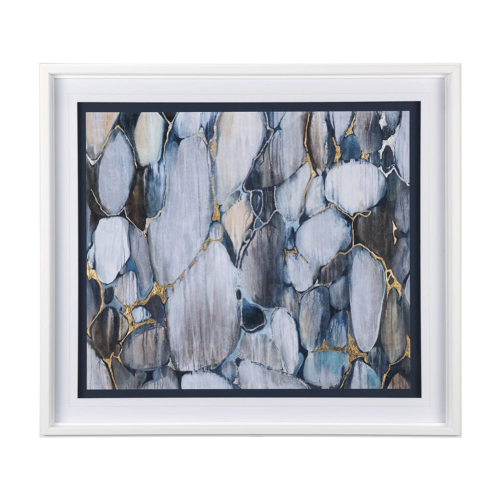 Mercana - River Rocks by Liz Jardine a Hand Embellished Textured Framed Art Print Matted under Glass - 12776 view 1
