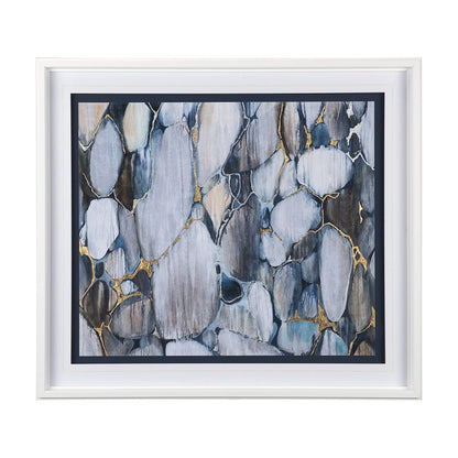 Mercana - River Rocks by Liz Jardine a Hand Embellished Textured Framed Art Print Matted under Glass - 12776 view 1