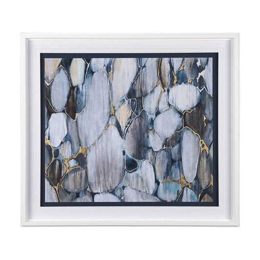 Mercana - River Rocks by Liz Jardine a Hand Embellished Textured Framed Art Print Matted under Glass - 12776 view 1
