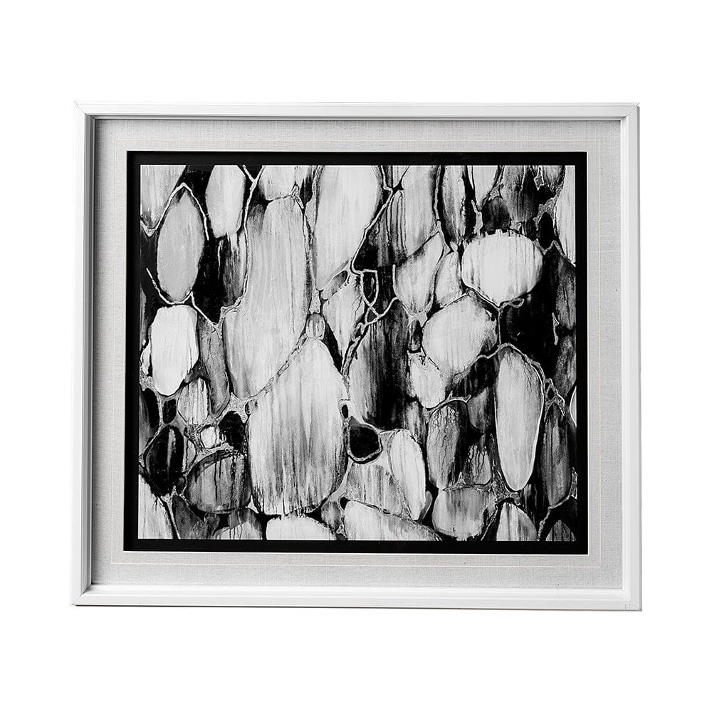 Mercana - River Rocks by Liz Jardine a Hand Embellished Textured Framed Art Print Matted under Glass - 12777 view 1