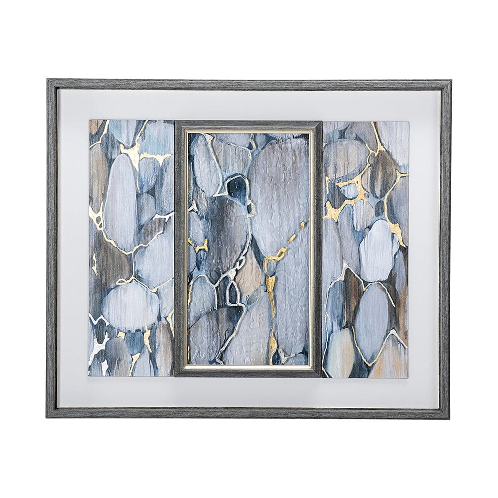 Mercana - River Rocks by Liz Jardine a Hand Embellished Textured Framed Art Print Matted under Glass - 13030 view 1
