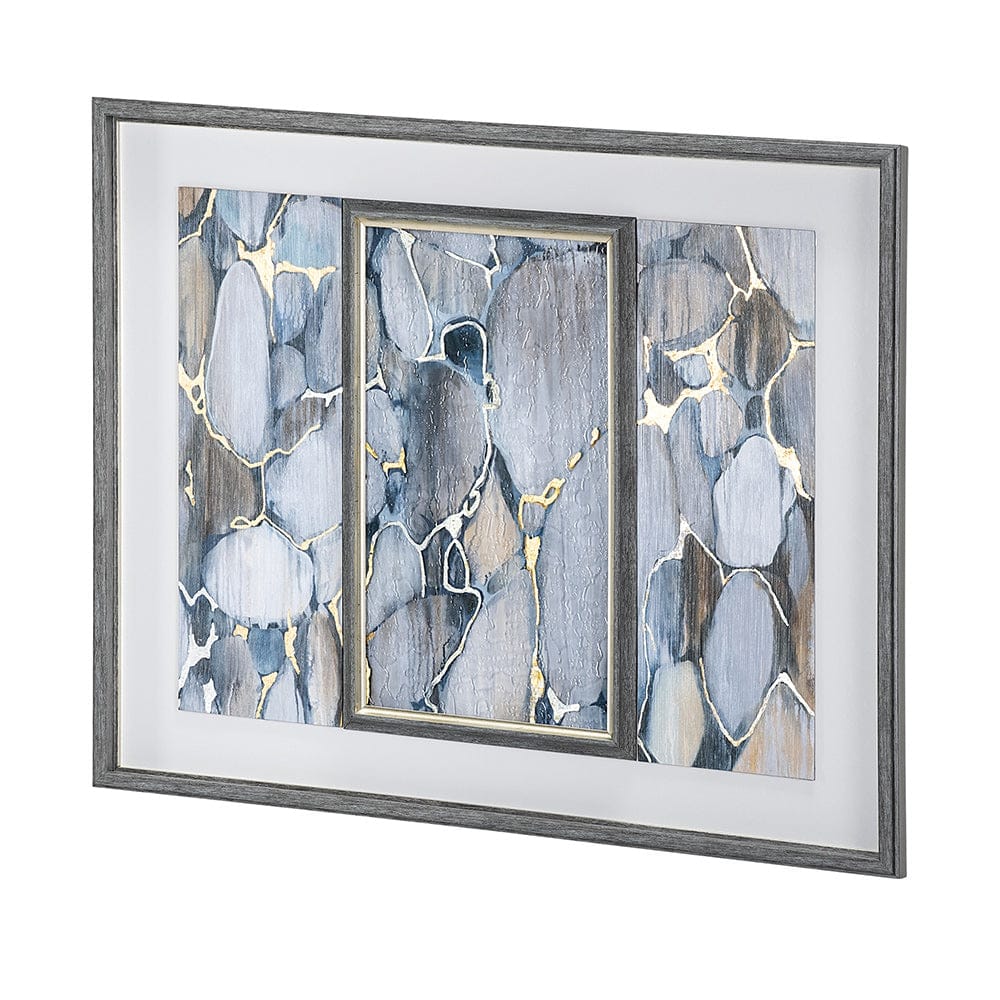 Mercana - River Rocks by Liz Jardine a Hand Embellished Textured Framed Art Print Matted under Glass - 13030 view 2