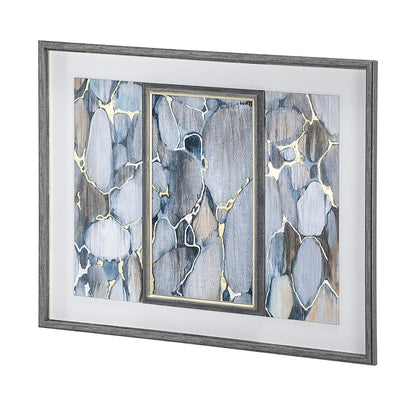 Mercana - River Rocks by Liz Jardine a Hand Embellished Textured Framed Art Print Matted under Glass - 13030 view 2