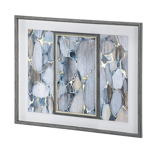 Mercana - River Rocks by Liz Jardine a Hand Embellished Textured Framed Art Print Matted under Glass - 13030 view 2