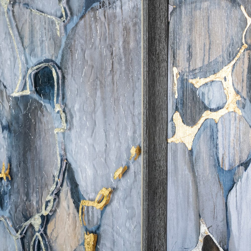 Mercana - River Rocks by Liz Jardine a Hand Embellished Textured Framed Art Print Matted under Glass - 13030 view 6