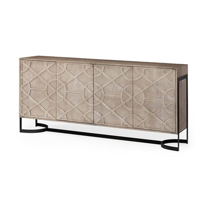 Mercana - Rivien Brown Solid Wood Frame Metal Leg 4 Door Sideboard - 69107 view 1