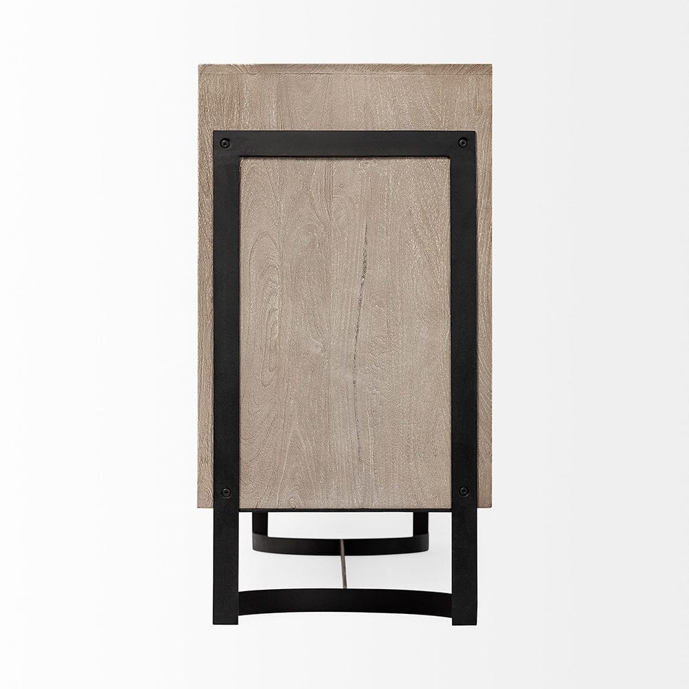 Mercana - Rivien Brown Solid Wood Frame Metal Leg 4 Door Sideboard - 69107 view 3