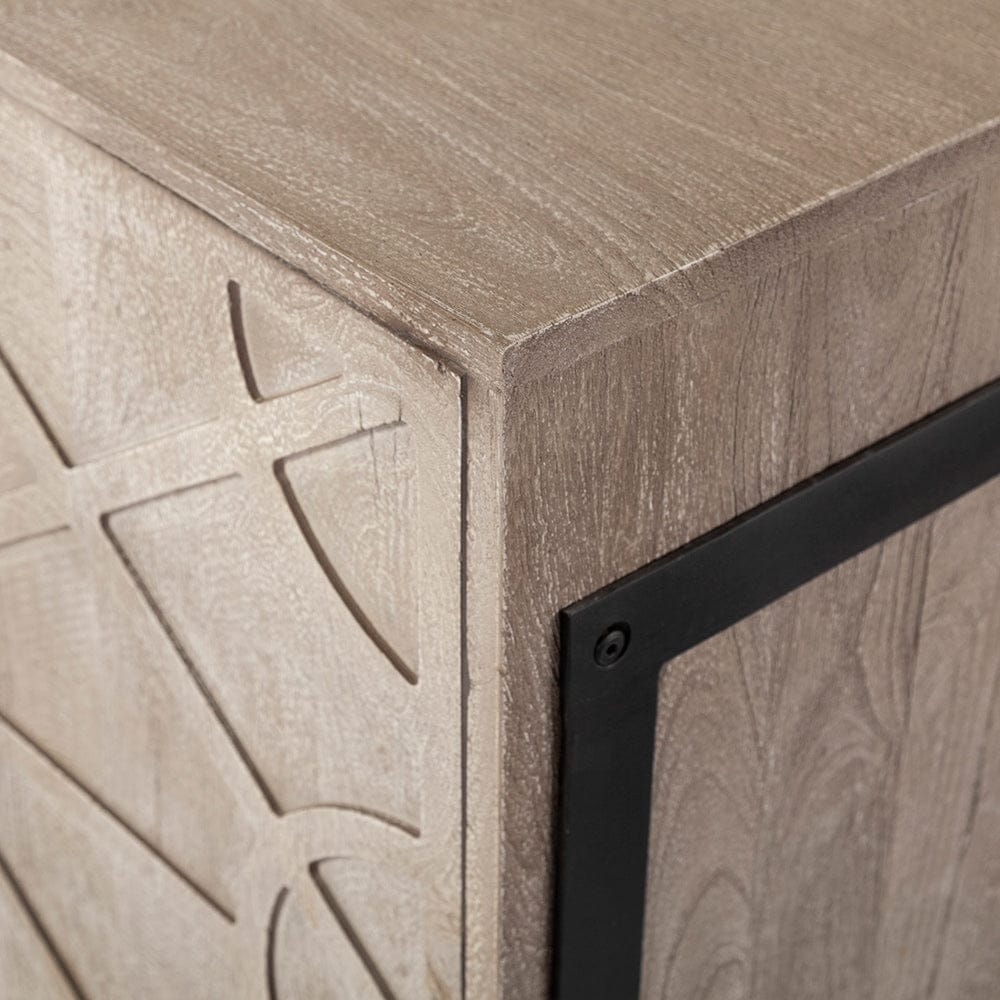 Mercana - Rivien Brown Solid Wood Frame Metal Leg 4 Door Sideboard - 69107 view 6