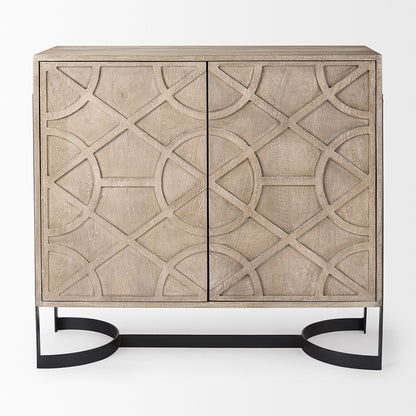 Mercana - Rivien Brown Solid Wood W/Black Metal Frame 2 Door Accent Cabinet - 69753 view 2