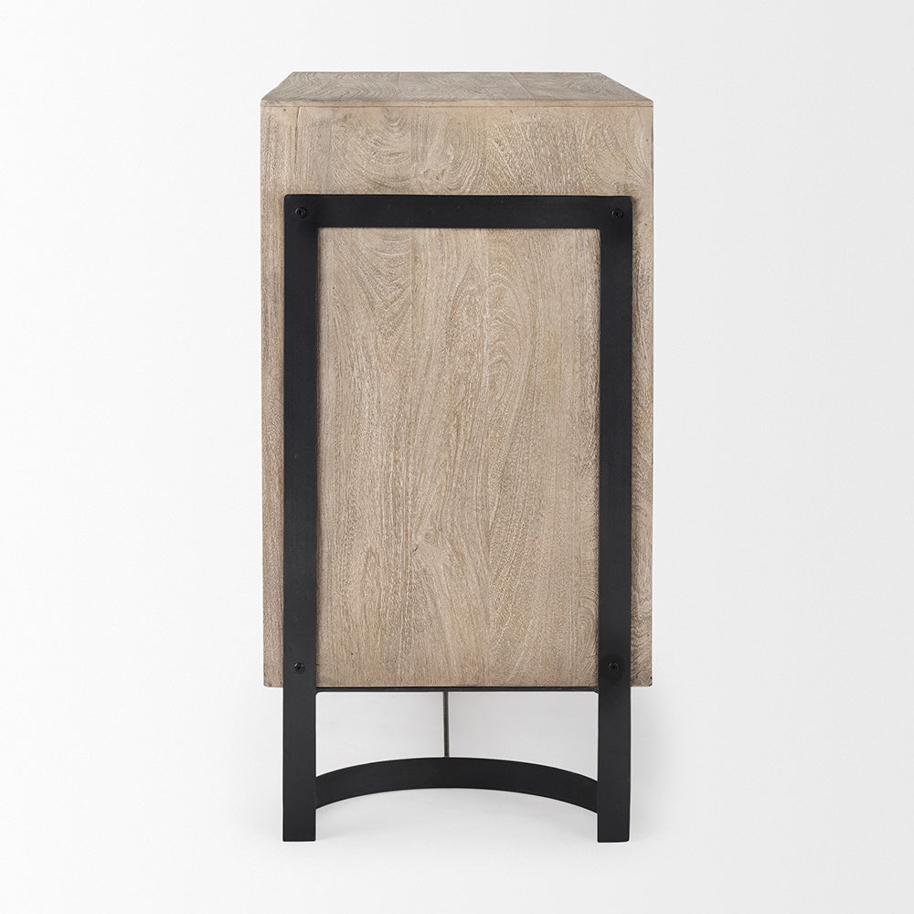 Mercana - Rivien Brown Solid Wood W/Black Metal Frame 2 Door Accent Cabinet - 69753 view 3