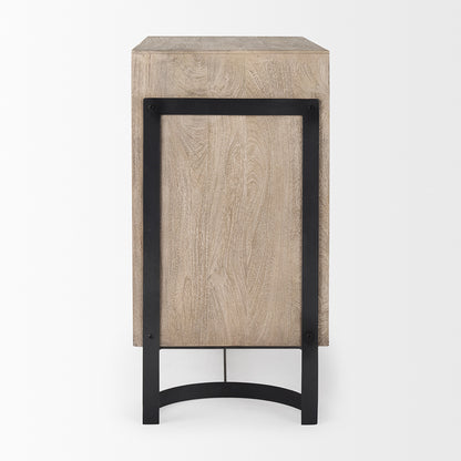 Mercana - Rivien Brown Solid Wood W/Black Metal Frame 2 Door Accent Cabinet - 69753 view 3