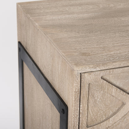 Mercana - Rivien Brown Solid Wood W/Black Metal Frame 2 Door Accent Cabinet - 69753 view 7