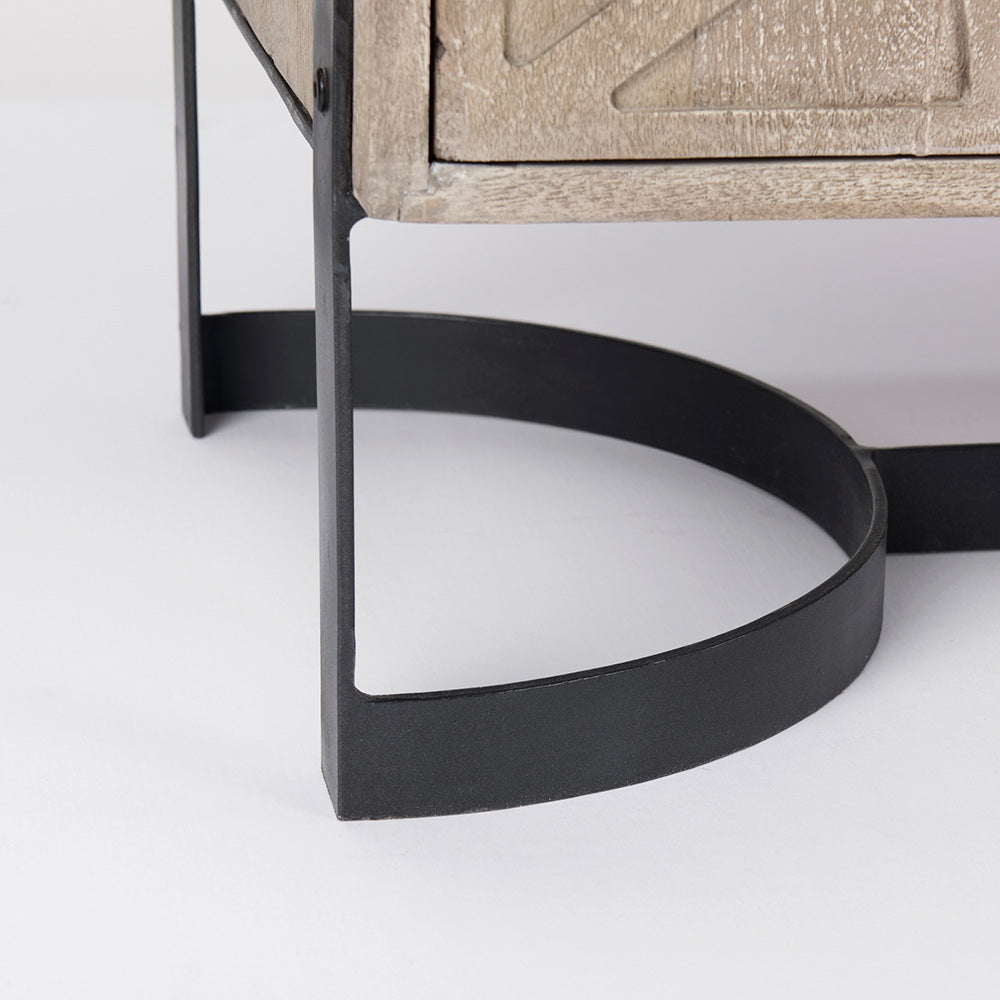 Mercana - Rivien Brown Solid Wood W/Black Metal Frame 2 Door Accent Cabinet - 69753 view 10