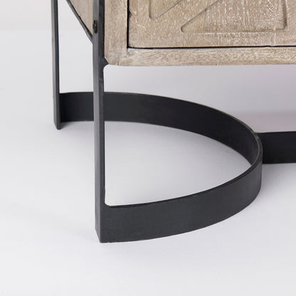 Mercana - Rivien Brown Solid Wood W/Black Metal Frame 2 Door Accent Cabinet - 69753 view 10