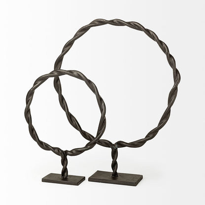 Mercana - Rizwan Large Black Aluminum Braided Circular Object - 69080 view 7